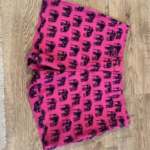 Hot Pink with Blue shorts
